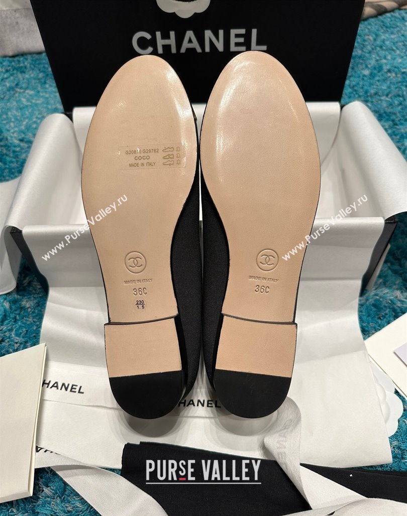 Chanel Classic Grosgrain Ballet Flat Black/Gold 2 2024 0325 (SS-240325054)