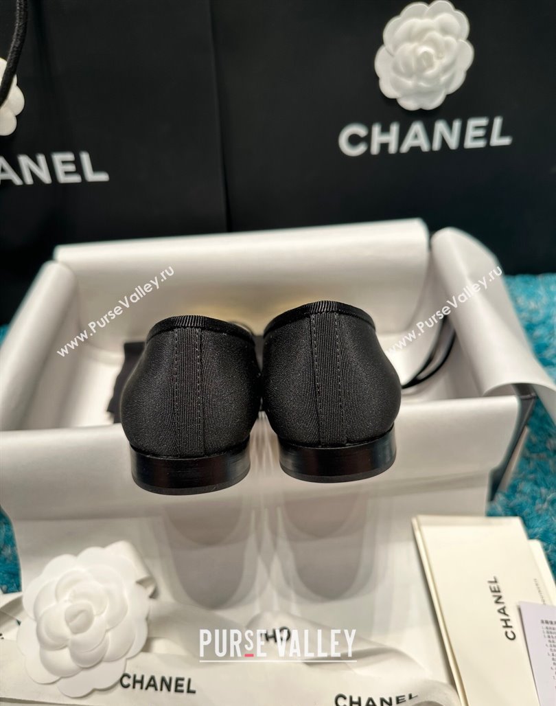 Chanel Classic Grosgrain Ballet Flat Black/Gold 2 2024 0325 (SS-240325054)