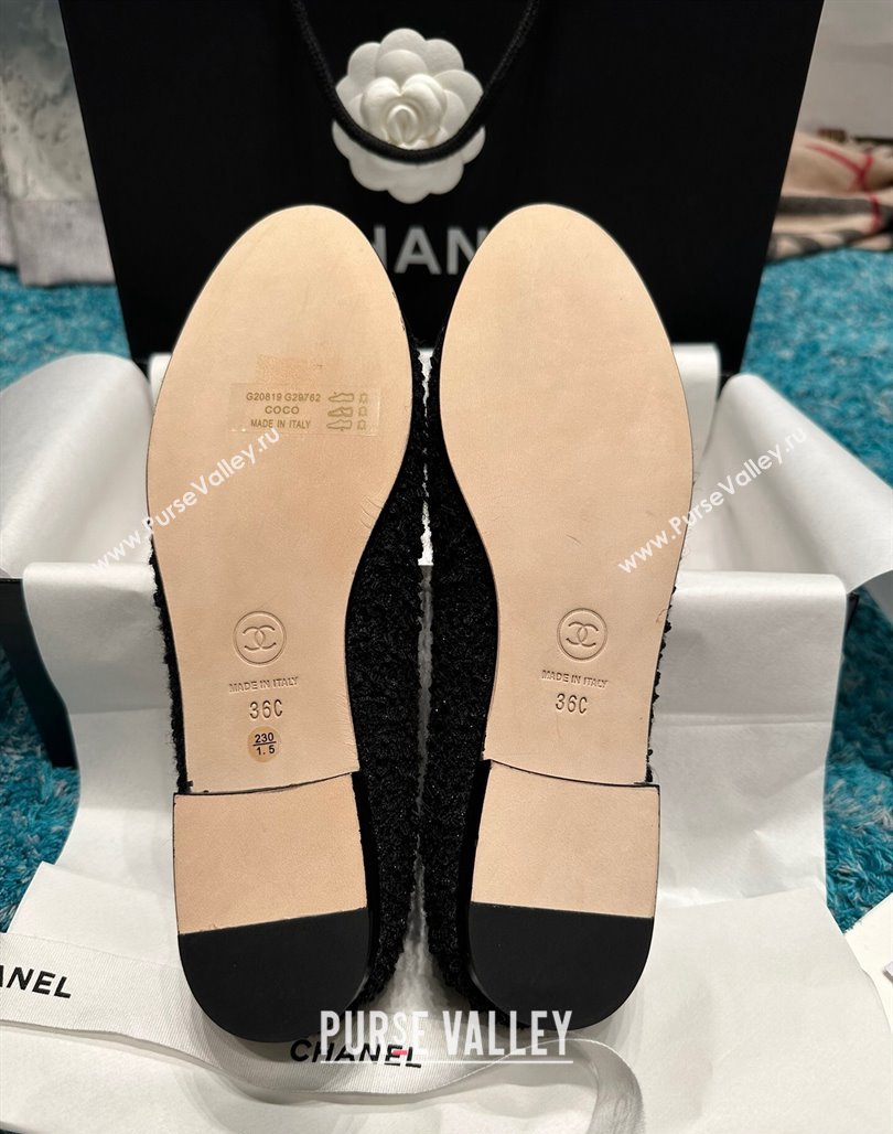 Chanel Classic Tweed Patent Calfskin Ballet Flat Black 2 2024 0325 (SS-240325056)