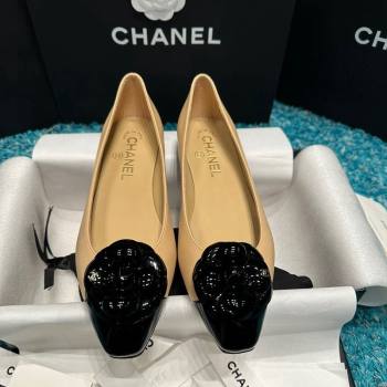 Chanel Calfskin Leather Camellia Bloom Ballet Flat Beige 2024 112236 (SS-240325067)