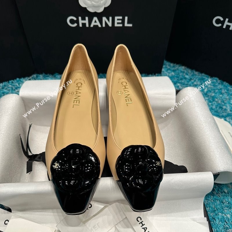 Chanel Calfskin Leather Camellia Bloom Ballet Flat Beige 2024 112236 (SS-240325067)