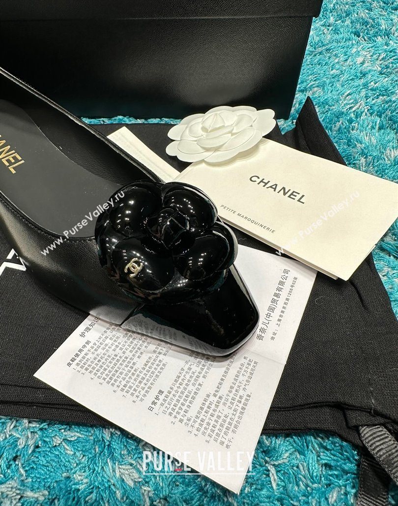 Chanel Calfskin Leather Camellia Bloom Ballet Flat Black 2024 112236 (SS-240325068)