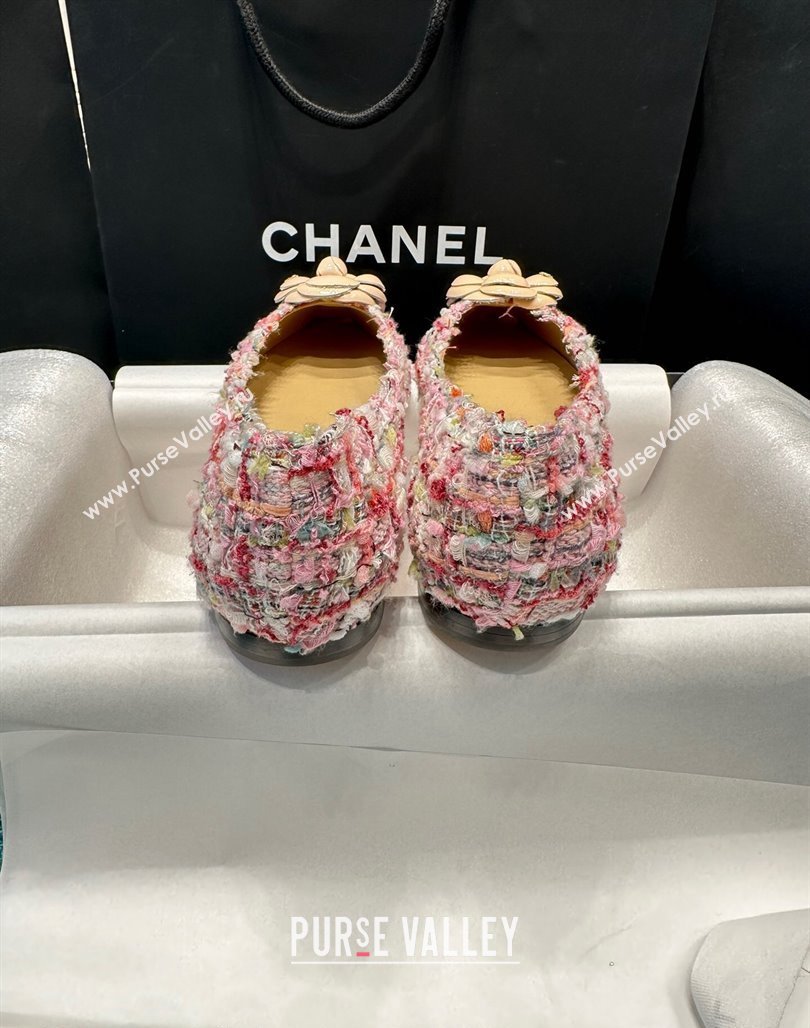 Chanel Tweed Camellia Bloom Ballet Flat Pink 2024 112236 (SS-240325071)