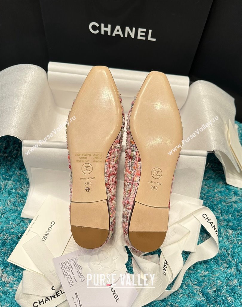 Chanel Tweed Camellia Bloom Ballet Flat Pink 2024 112236 (SS-240325071)