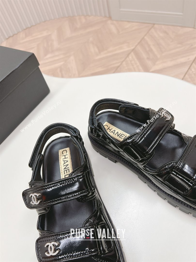 Chanel Shiny Calfskin Strap Sandals Black 2024 0322 (MD-240322059)