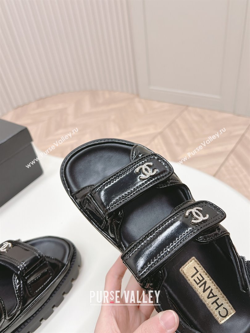 Chanel Shiny Calfskin Strap Sandals Black 2024 0322 (MD-240322059)