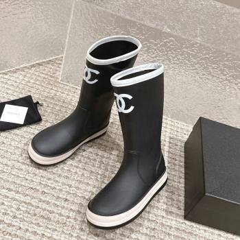 Chanel Rubber Platform Rain Boots with CC Black 2024 0323 (MD-240323039)