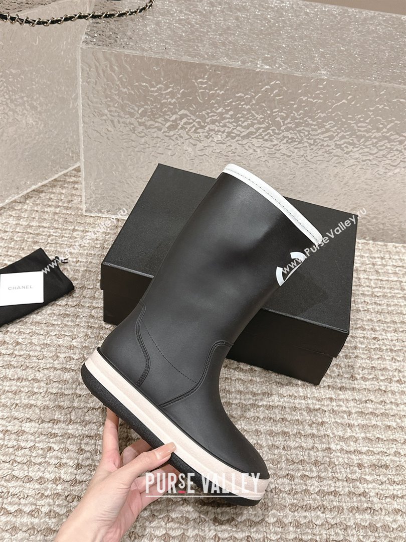 Chanel Rubber Platform Rain Boots with CC Black 2024 0323 (MD-240323039)