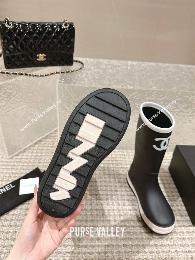 Chanel Rubber Platform Rain Boots with CC Black 2024 0323 (MD-240323039)