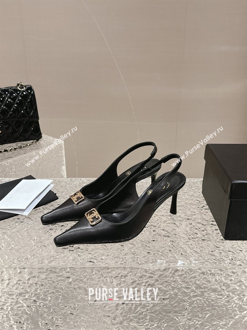 Chanel Calfskin Slingback Pumps with Framed CC Black 2024 0323 (MD-240323051)