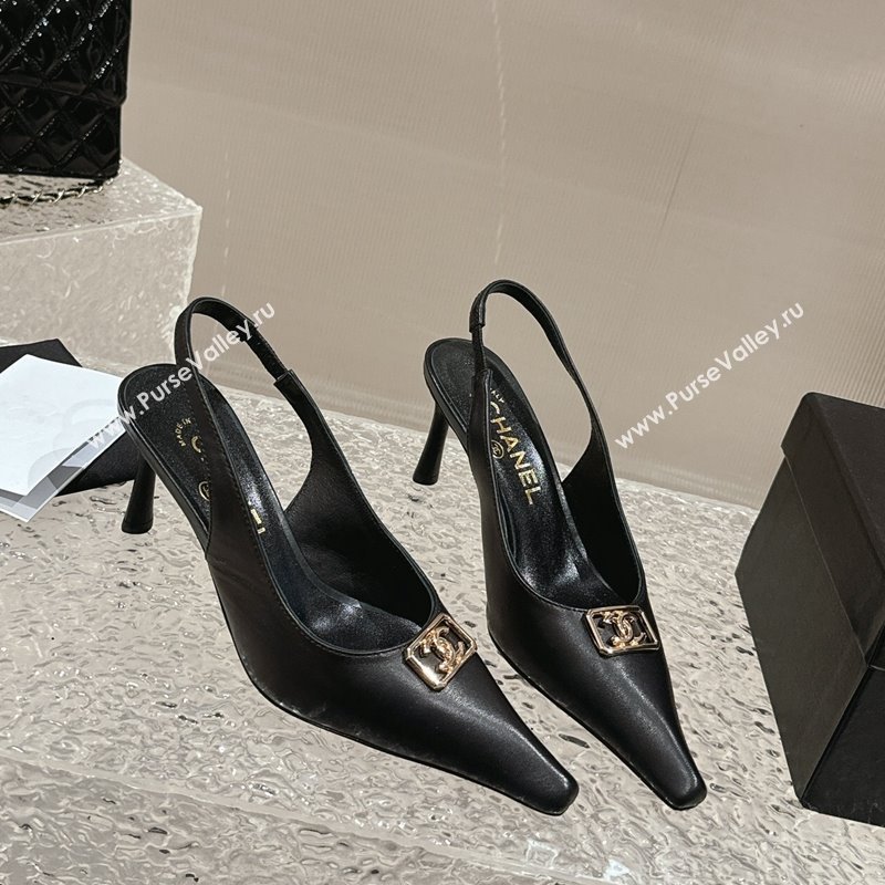 Chanel Calfskin Slingback Pumps with Framed CC Black 2024 0323 (MD-240323051)