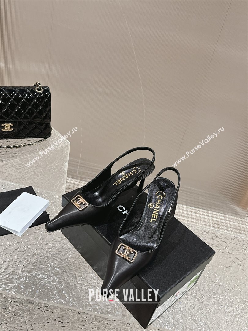 Chanel Calfskin Slingback Pumps with Framed CC Black 2024 0323 (MD-240323051)