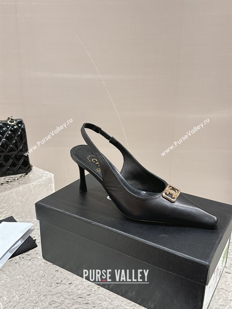 Chanel Calfskin Slingback Pumps with Framed CC Black 2024 0323 (MD-240323051)