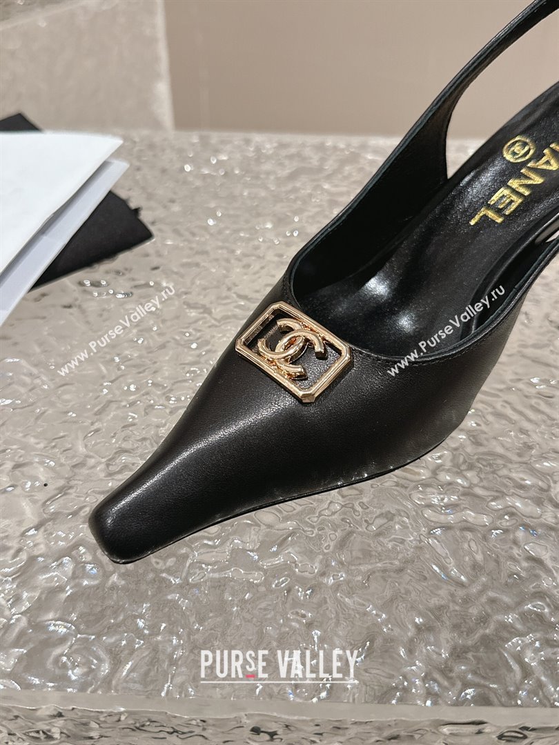 Chanel Calfskin Slingback Pumps with Framed CC Black 2024 0323 (MD-240323051)