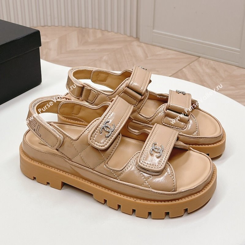 Chanel Shiny Calfskin Strap Sandals Beige 2024 0322 (MD-240322062)