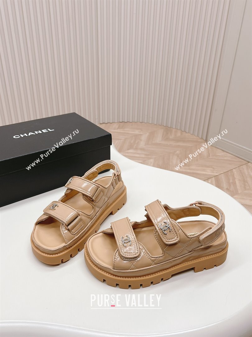 Chanel Shiny Calfskin Strap Sandals Beige 2024 0322 (MD-240322062)