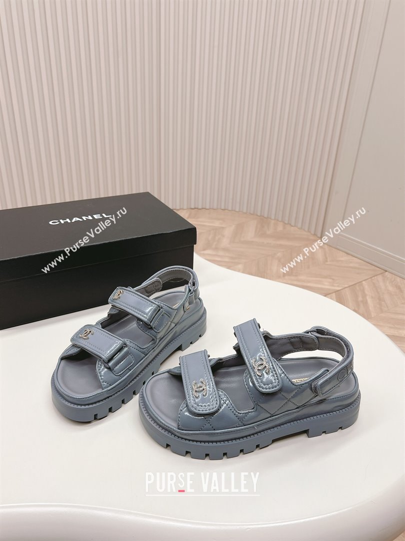 Chanel Shiny Calfskin Strap Sandals Grey 2024 0322 (MD-240322063)