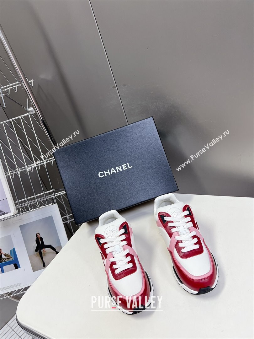 Chanel Calfskin Sneakers with Side CC Pink/Red 2024 0323 (MD-240323061)