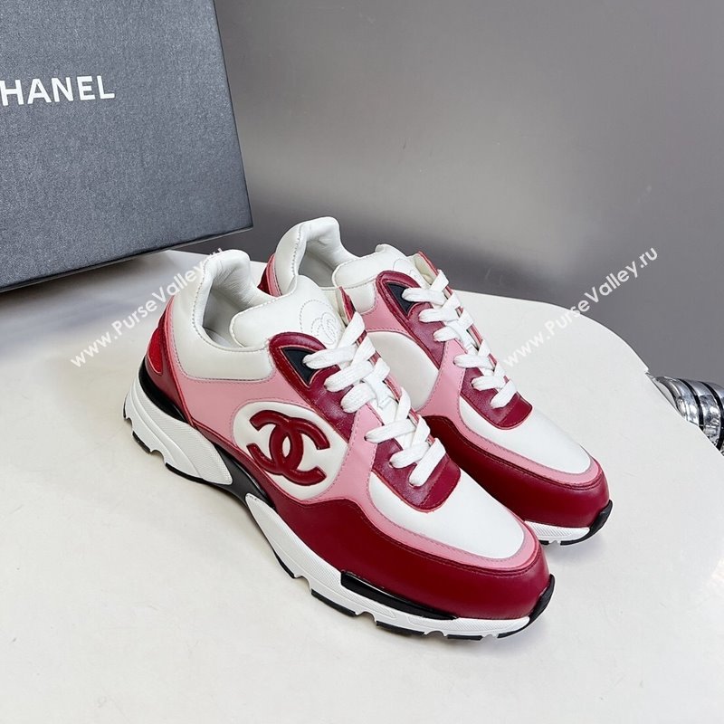 Chanel Calfskin Sneakers with Side CC Pink/Red 2024 0323 (MD-240323061)