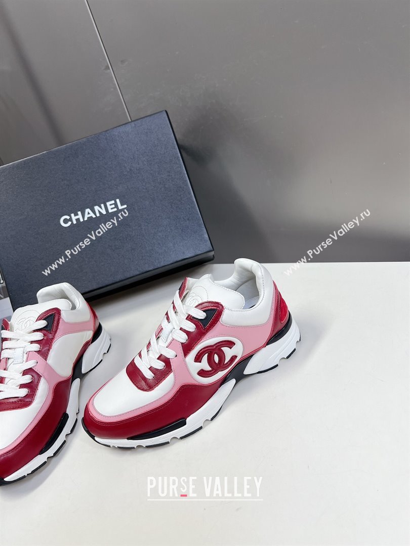 Chanel Calfskin Sneakers with Side CC Pink/Red 2024 0323 (MD-240323061)