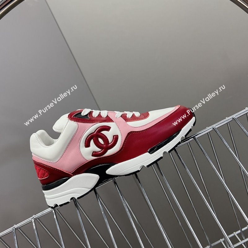 Chanel Calfskin Sneakers with Side CC Pink/Red 2024 0323 (MD-240323061)