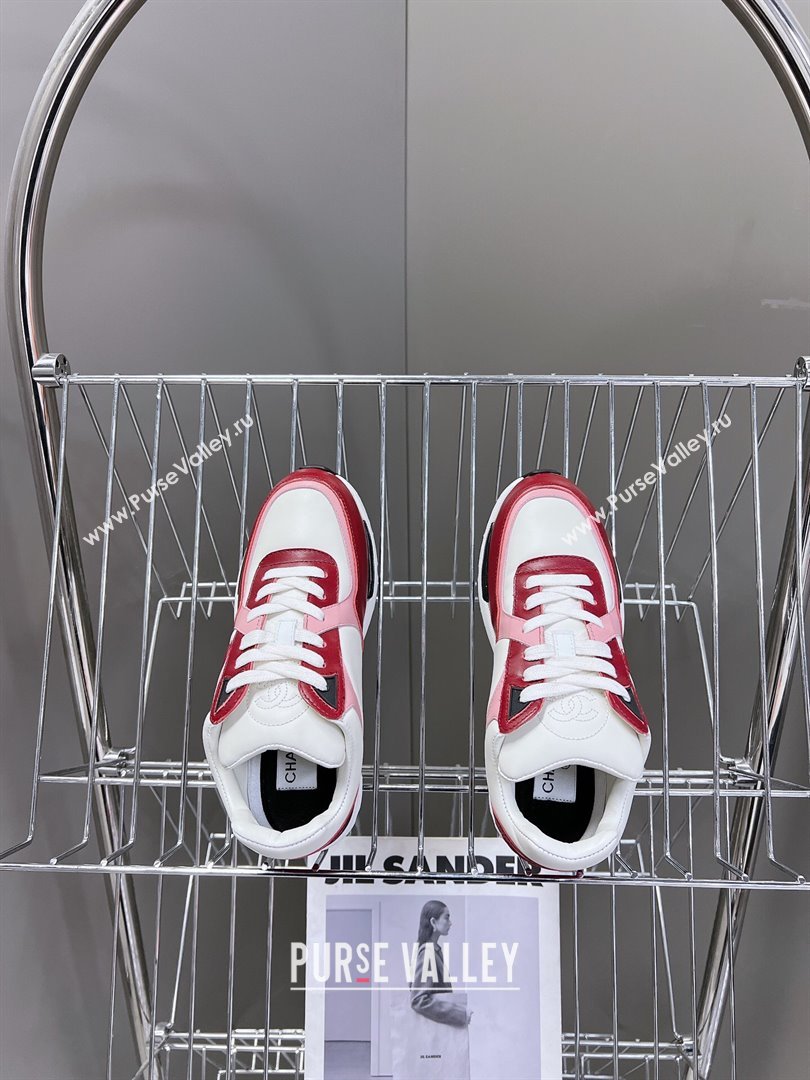 Chanel Calfskin Sneakers with Side CC Pink/Red 2024 0323 (MD-240323061)