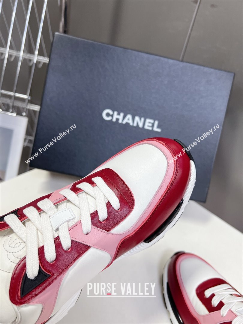 Chanel Calfskin Sneakers with Side CC Pink/Red 2024 0323 (MD-240323061)