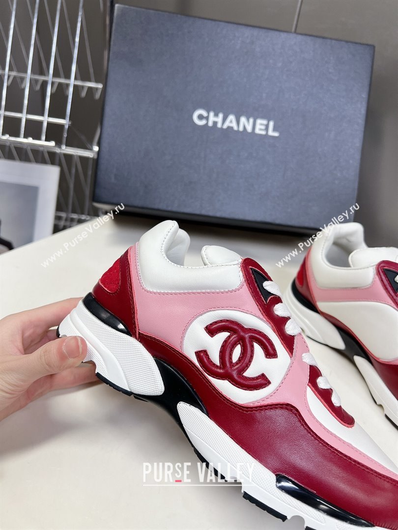 Chanel Calfskin Sneakers with Side CC Pink/Red 2024 0323 (MD-240323061)