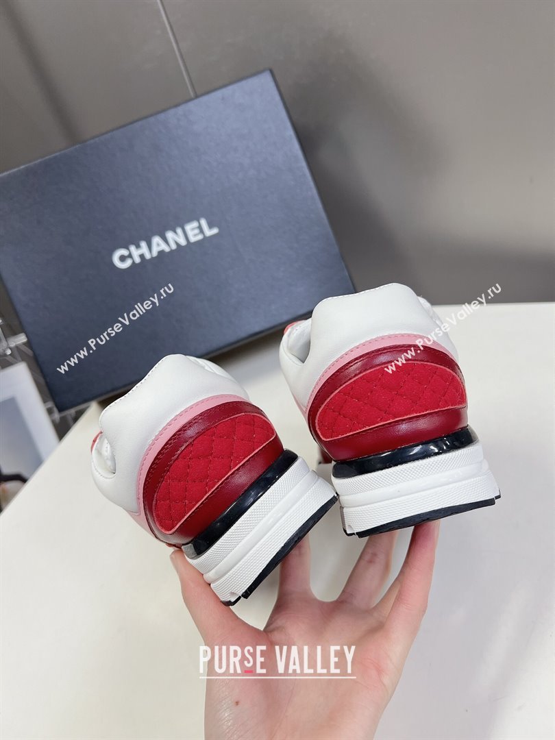 Chanel Calfskin Sneakers with Side CC Pink/Red 2024 0323 (MD-240323061)