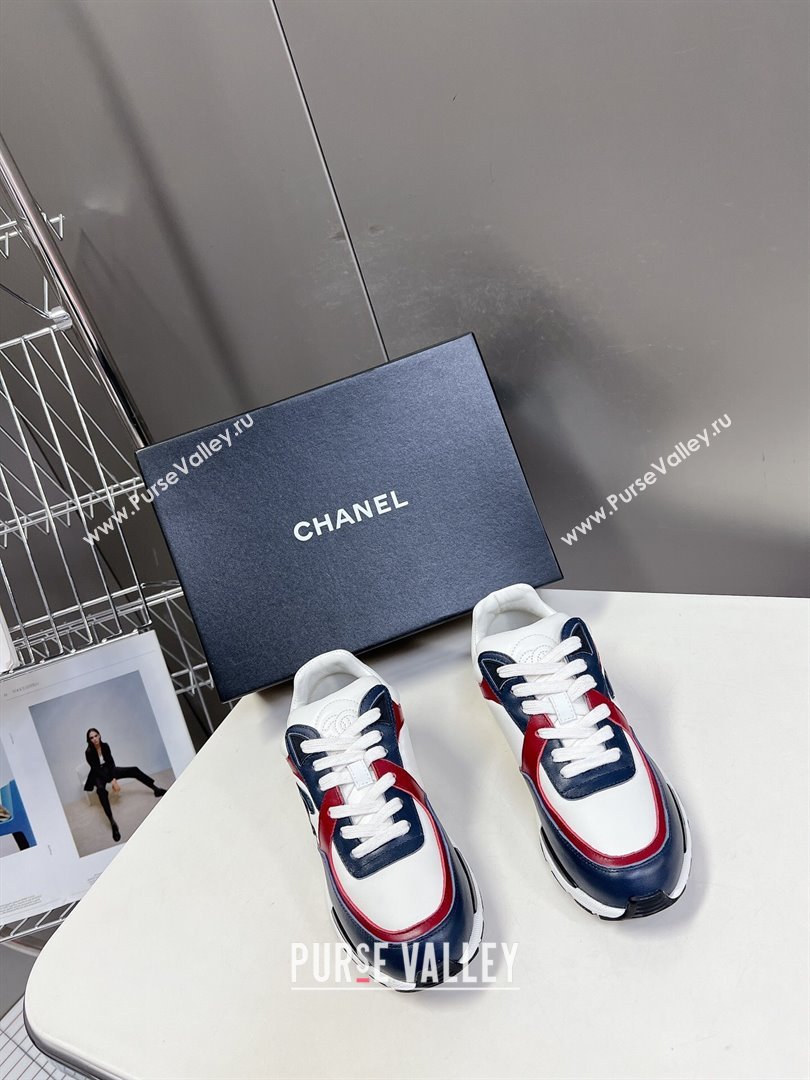 Chanel Calfskin Sneakers with Side CC Navy Blue 2024 0323 (MD-240323062)