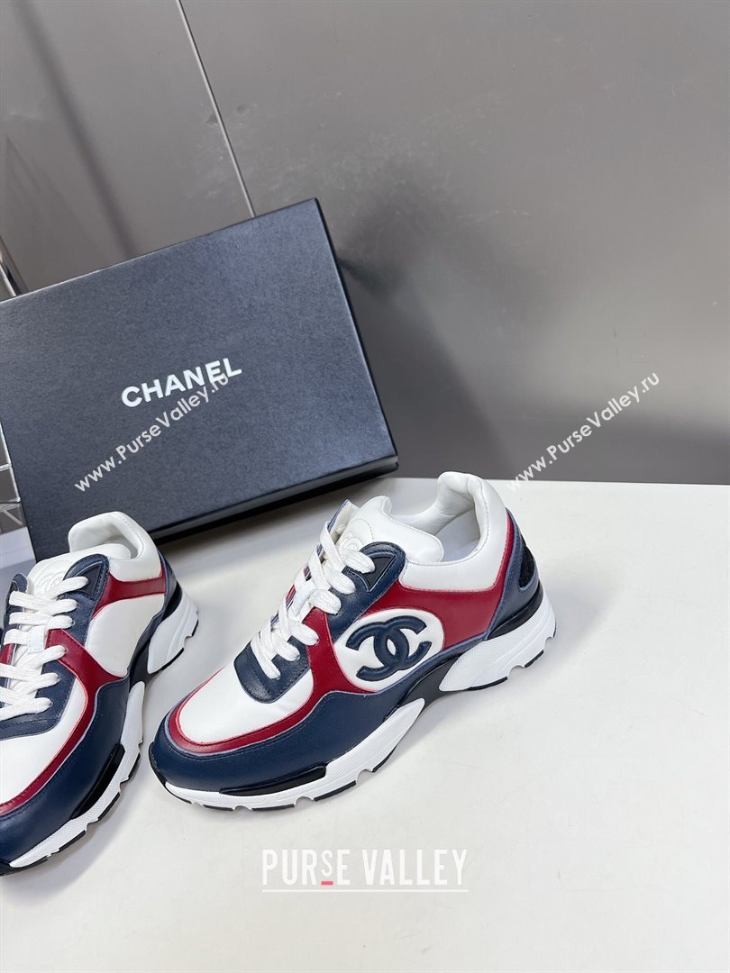 Chanel Calfskin Sneakers with Side CC Navy Blue 2024 0323 (MD-240323062)