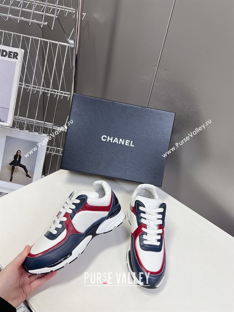 Chanel Calfskin Sneakers with Side CC Navy Blue 2024 0323 (MD-240323062)