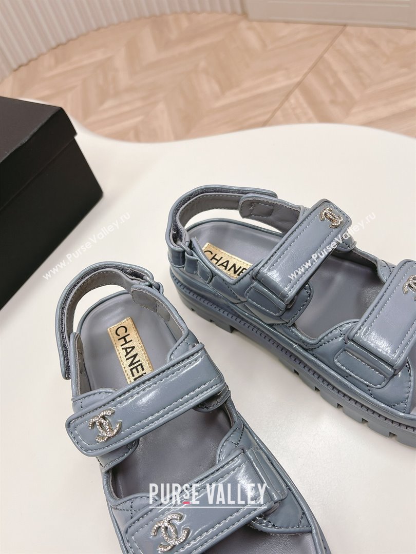 Chanel Shiny Calfskin Strap Sandals Grey 2024 0322 (MD-240322063)