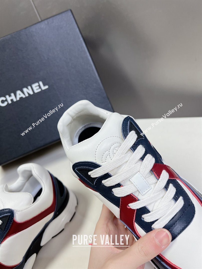 Chanel Calfskin Sneakers with Side CC Navy Blue 2024 0323 (MD-240323062)