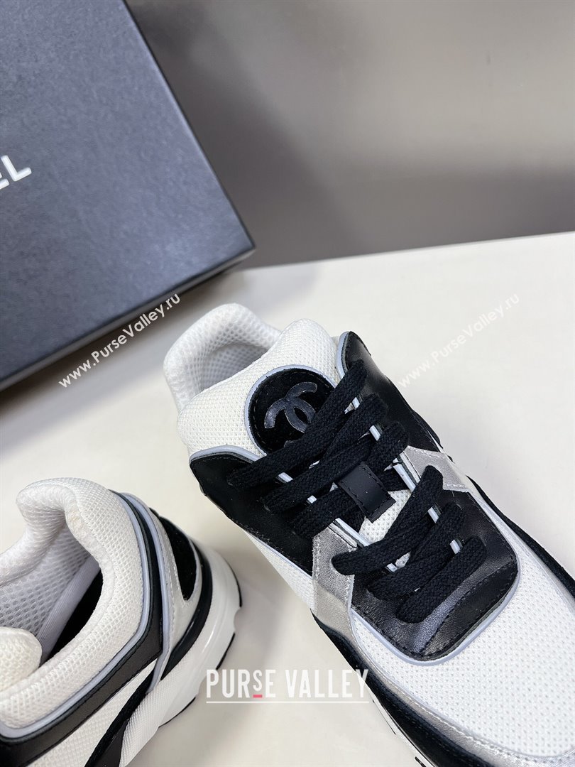 Chanel Knit, Calfskin Suede Sneakers with Side CC Black/White 2024 0323 (MD-240323063)