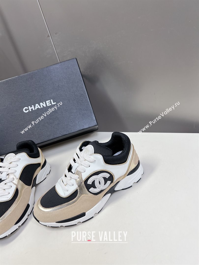 Chanel Mesh, Calfskin Suede Sneakers with Side CC Beige 2024 0323 (MD-240323064)