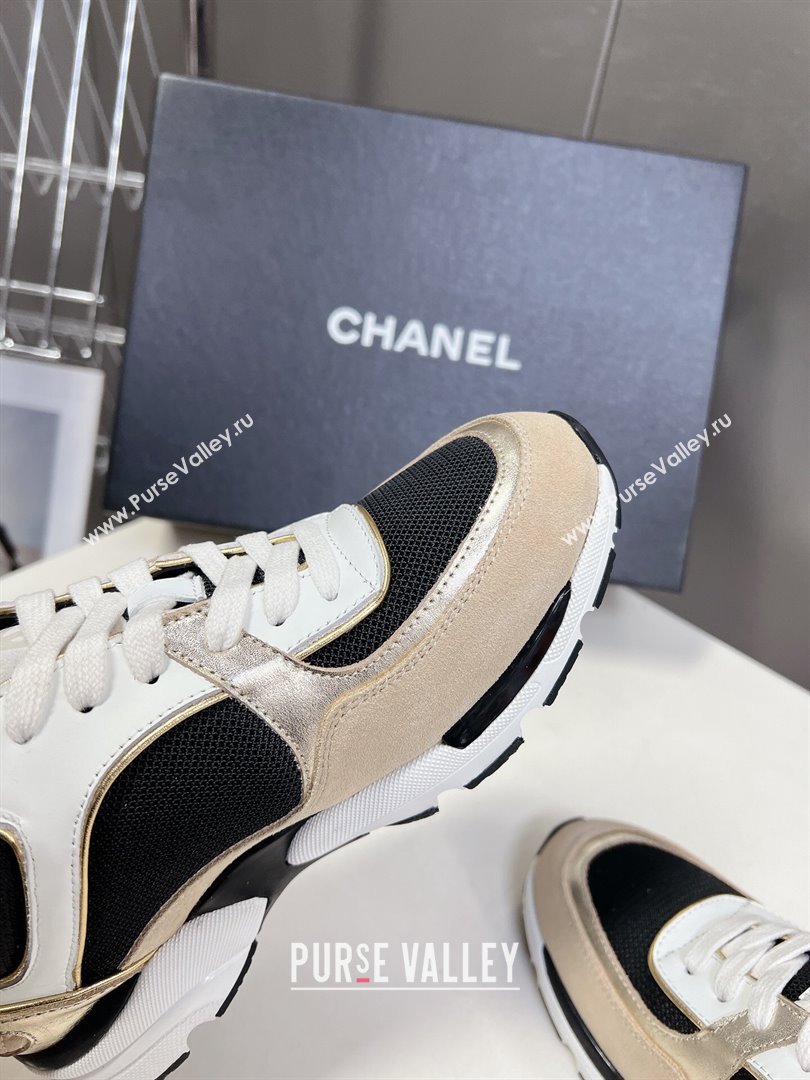 Chanel Mesh, Calfskin Suede Sneakers with Side CC Beige 2024 0323 (MD-240323064)