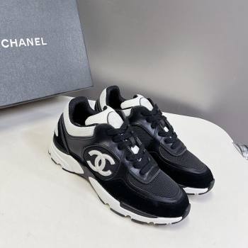 Chanel Mesh, Calfskin Suede Sneakers with Side CC Black/White 2024 0323 (MD-240323065)