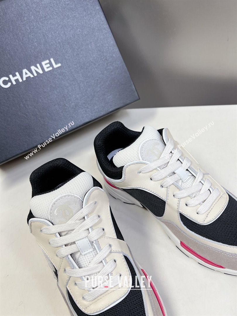 Chanel Mesh, Calfskin Suede Sneakers with Side CC Grey/Cream 2024 0323 (MD-240323066)