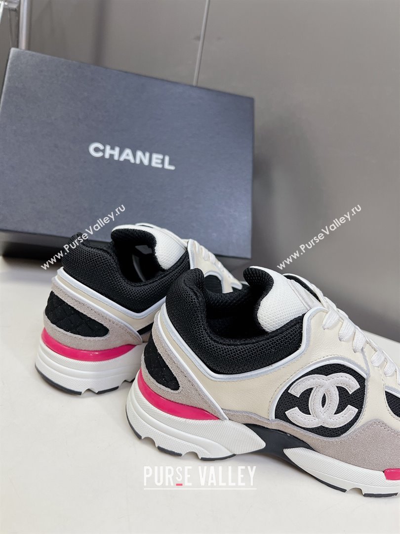 Chanel Mesh, Calfskin Suede Sneakers with Side CC Grey/Cream 2024 0323 (MD-240323066)