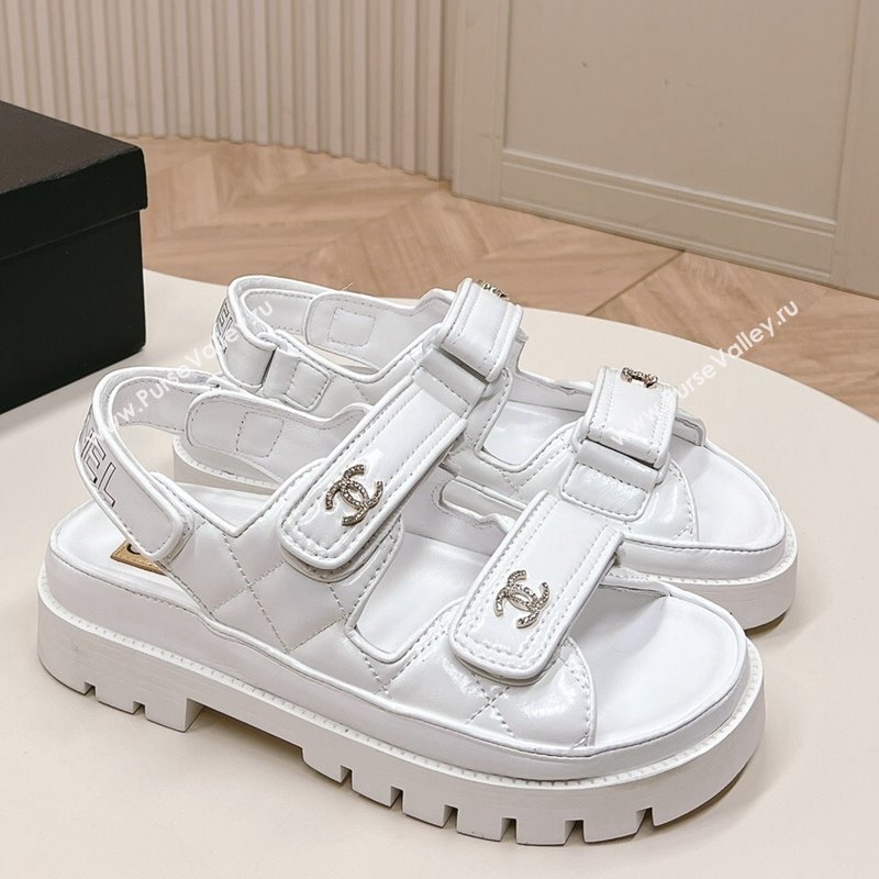 Chanel Shiny Calfskin Strap Sandals White 2024 0322 (MD-240322064)