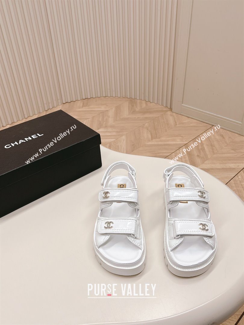 Chanel Shiny Calfskin Strap Sandals White 2024 0322 (MD-240322064)