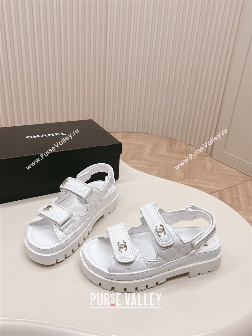 Chanel Shiny Calfskin Strap Sandals White 2024 0322 (MD-240322064)