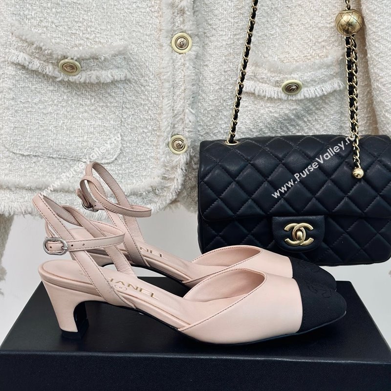 Chanel Calfskin Grosgrain Slingback Pumps 4.5cm G45370 Light Pink 2024 (MD-240323073)