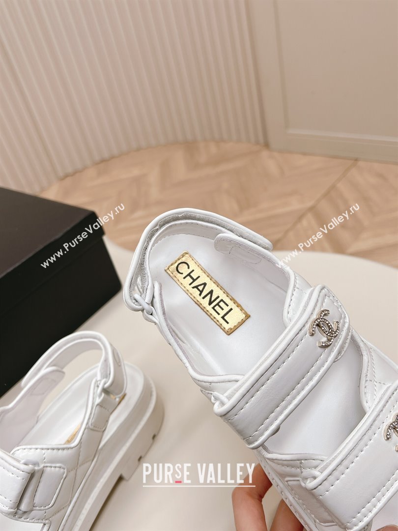 Chanel Shiny Calfskin Strap Sandals White 2024 0322 (MD-240322064)