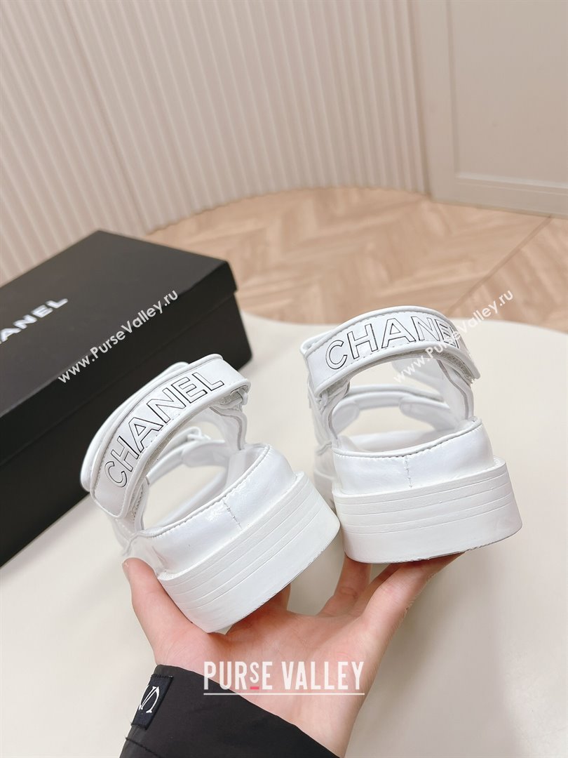 Chanel Shiny Calfskin Strap Sandals White 2024 0322 (MD-240322064)