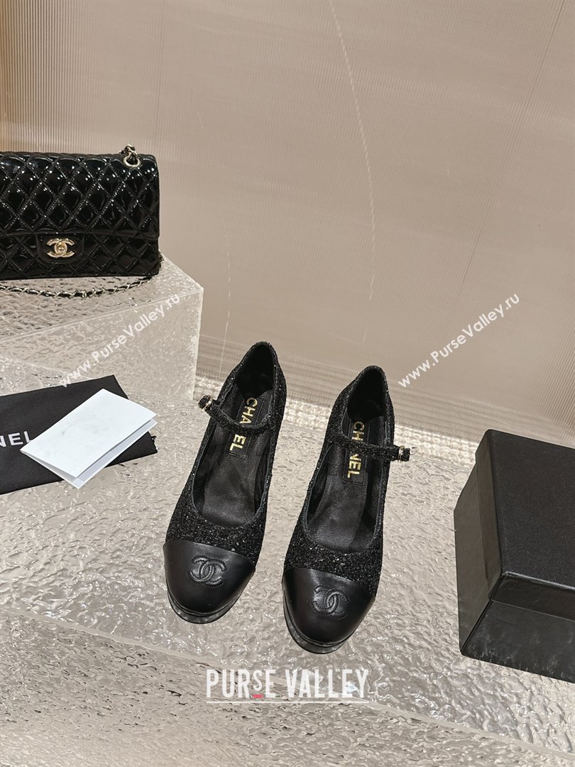 Chanel Glitters Mary Janes Platform Pumps Black 2024 0323 (MD-240323082)