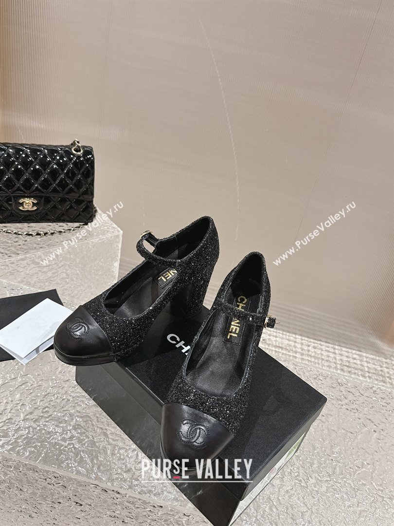 Chanel Glitters Mary Janes Platform Pumps Black 2024 0323 (MD-240323082)