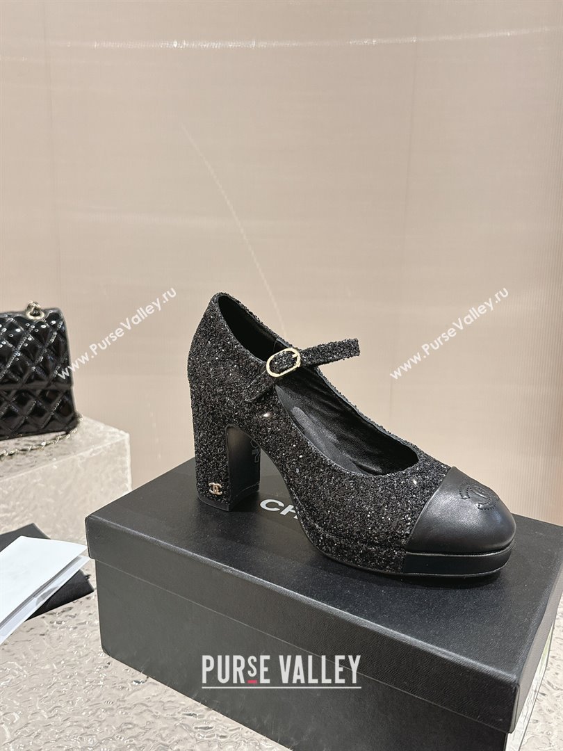 Chanel Glitters Mary Janes Platform Pumps Black 2024 0323 (MD-240323082)