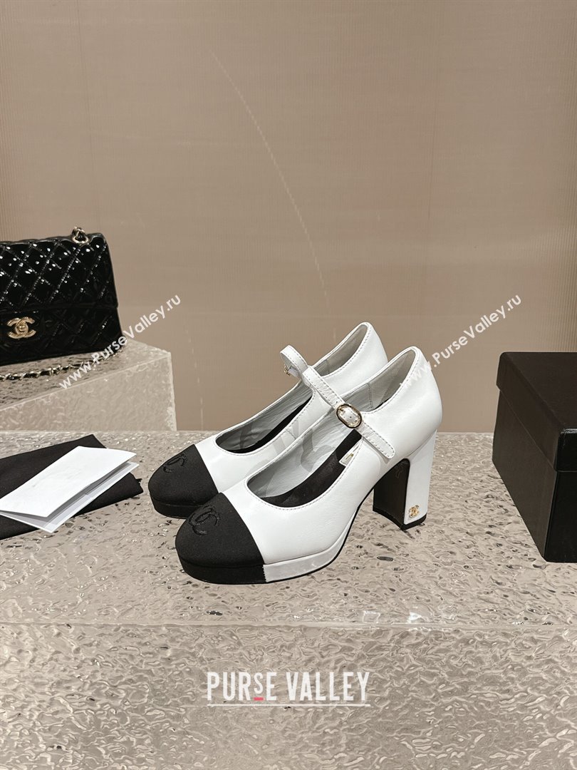 Chanel Lambskin Mary Janes Platform Pumps White 2024 0323 (MD-240323085)